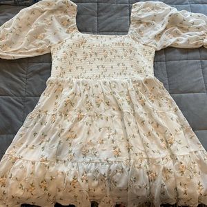 Arula Plus-size White Floral Embroidered Dress